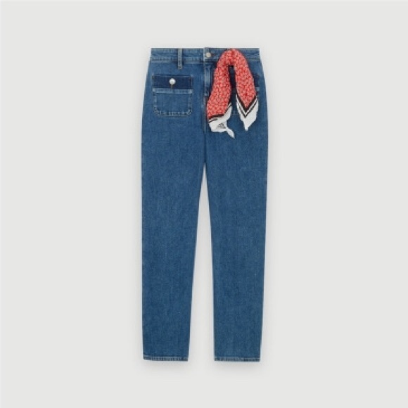 Maje first stone denim eco wash capsule high waist straight jean - Picture 2 of 12